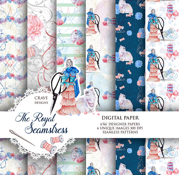 The Royal Seamstress Digital Paper in Templates