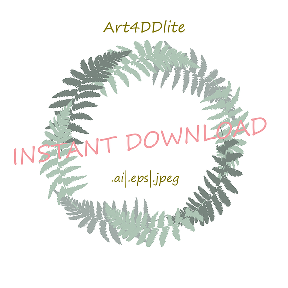2 Fern leaves wreaths and a border in Illustrations - product preview 2