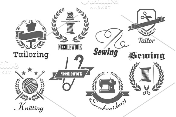 Sewing Embroidery And Tailoring Vector Icons