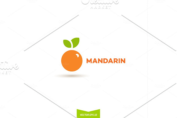 Logos Mandarin Orange Flat Design Vector Illustration Icon