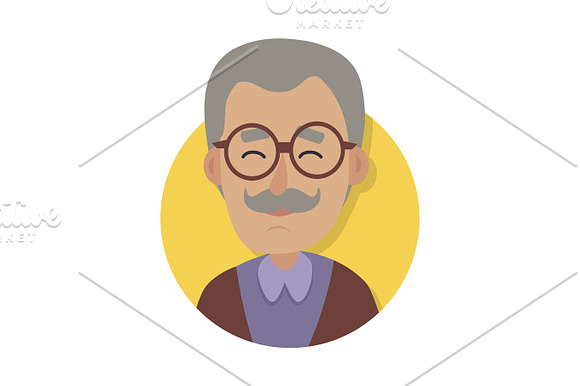 Man Face Emotive Vector Icon In Flat Style