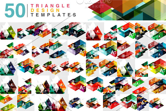 Mega Collection Of 50 Color Transparent Triangle Abstract Backgrounds