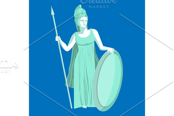 Athena Or Athene Marble Statue On Blue Background Pallas Goddess