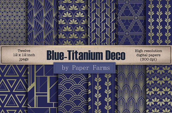 Blue-titanium Art Deco Patterns