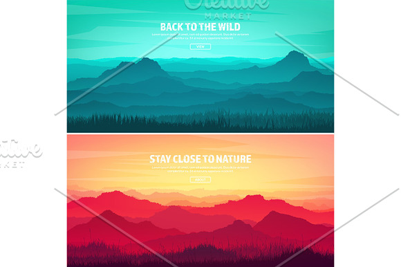Mountains And Forest Wild Nature Landscape Travel And Adventure.Panorama Into The Woods Horizon Line.Trees Fog Wood.Backgrounds Se