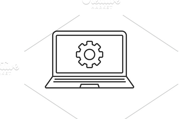 Laptop Settings Icon Vector