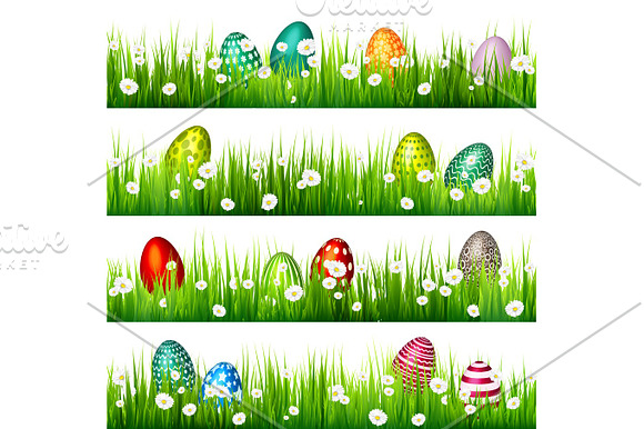 Easter Egg On The Green Grass Seasonal Holidays In April.Flowers.Banner