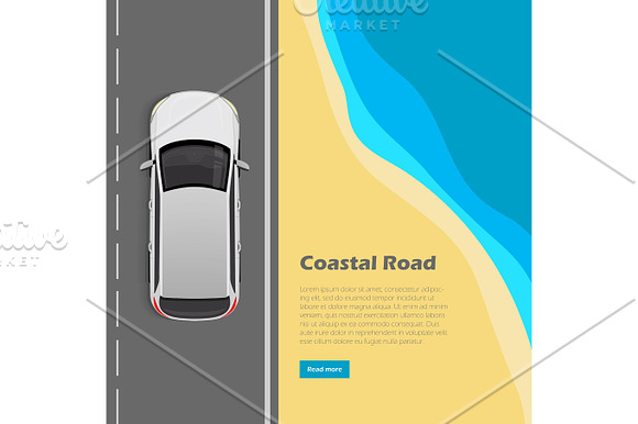 Coastal Road Conceptual Flat Vector Web Banner