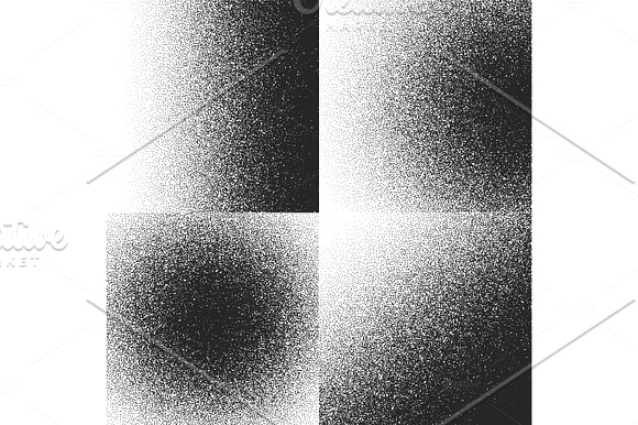 Halftone Textures Patterns With Black Dots Gradient Grain Grunge Vector Backgrounds