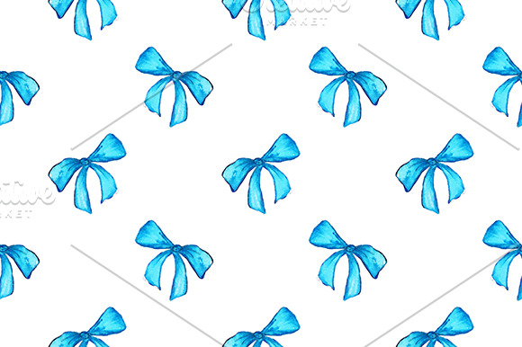 Watercolor Tape Bow Seamless Pattern