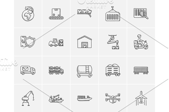 Industry Sketch Icon Set