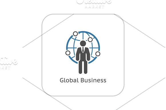 Global Business Icon Flat Design