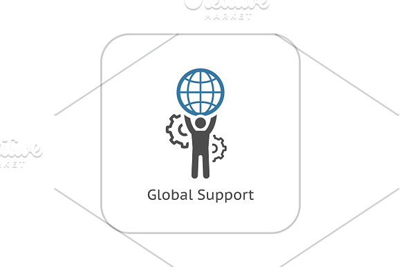 Global Support Icon Flat Design