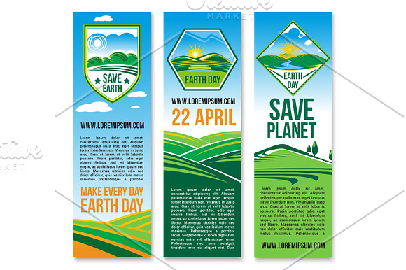 Vector Earth Day Banners For Save Planet Nature