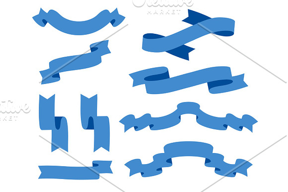 Collection Of Ribbons With Blue Vector Eps10