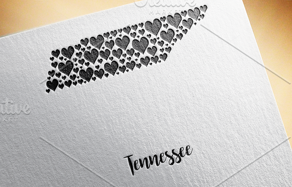 Tennessee Map With Hearts
