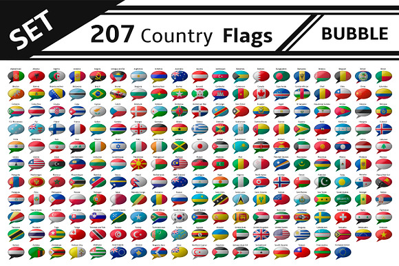 Set 207 Country Flag Bubbe