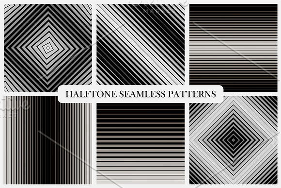 Halftone Seamless Striped Patterns