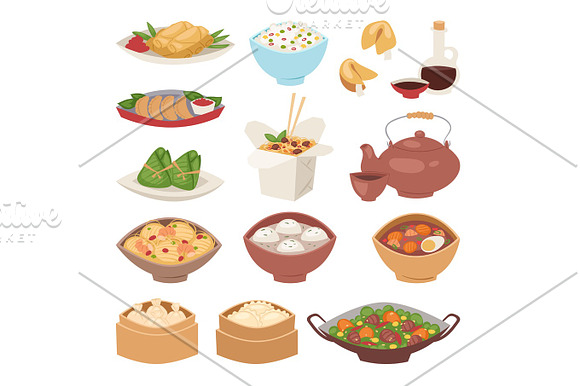 Chinese Traditional Food Steamed Dumpling Asian Delicious Cuisine Healthy Dinner Meal And Gourmet China Lunch Breakfast Cooked Vector Illustration