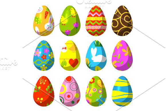 Easter Eggs Painted With Pattern Vector Illustration