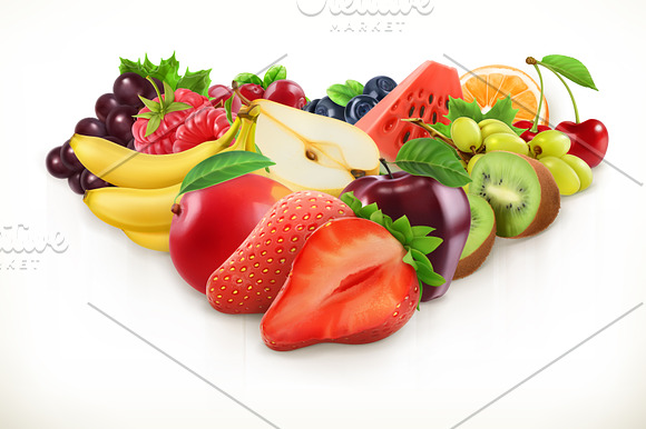 Strawberry And Juicy Fruits Vector