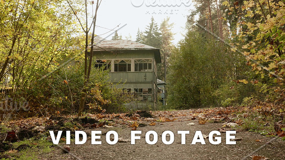 Abandoned Kids Camp In The Forest Autumn Daytime Smooth Dolly Shot