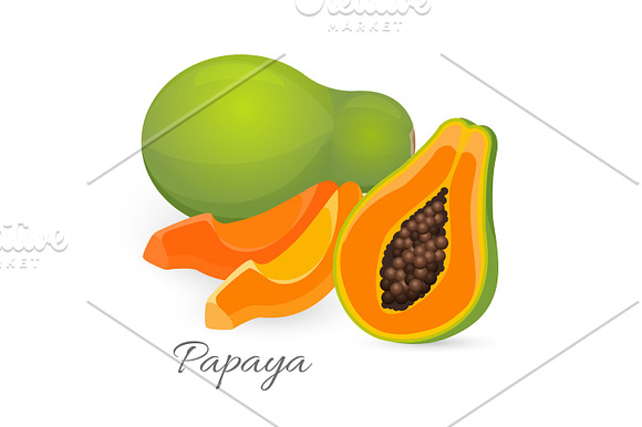 Papaya Whole And Half Papaw Or Pawpaw Ediable Exotic Fruit