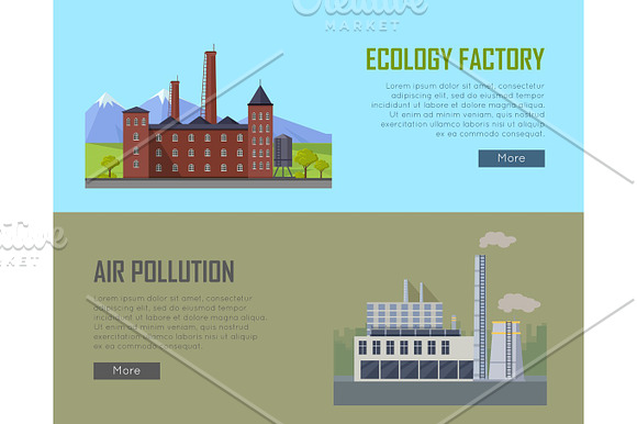 Ecology Factory And Air Pollution Plant Banners