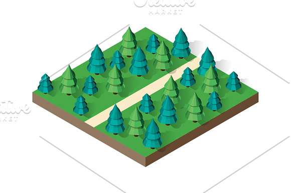 Isometric View Projection Summer Landscape