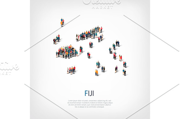 People Map Country Fiji Vector