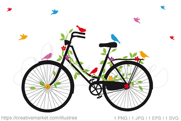 Bicycle With Flowers Vector