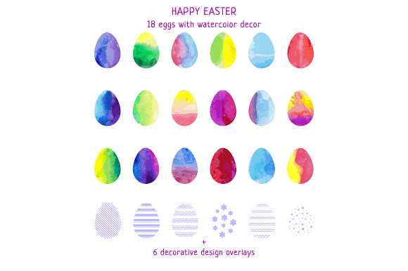 18 Easter Eggs With Watercolor Decor