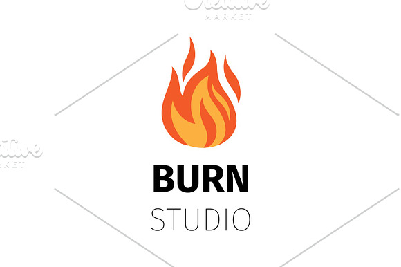 Burn Studio Fire Flame Logo