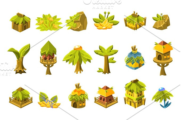 Video Game Tropical Forest Design Collection Of Elements