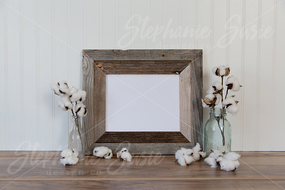 Barn Wood Frame And Cotton Mock Up