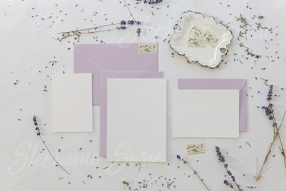 White Lavender Invitation Lay Flat