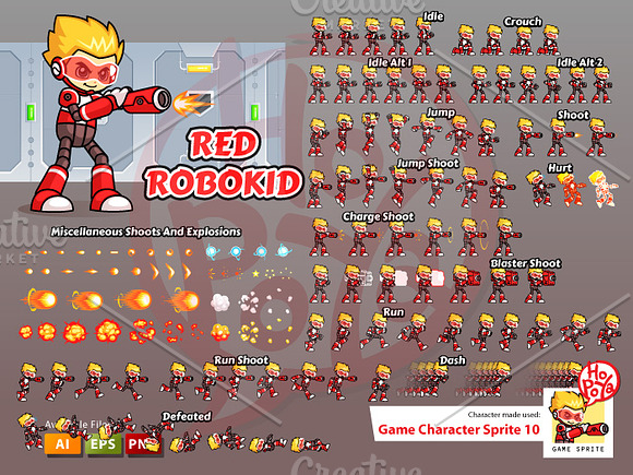 Red Robokid Game Sprites