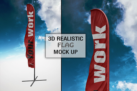 3D Realistic Flag Mock Up
