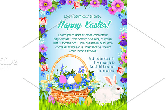 Happy Easter Vector Paschal Greeting Poster