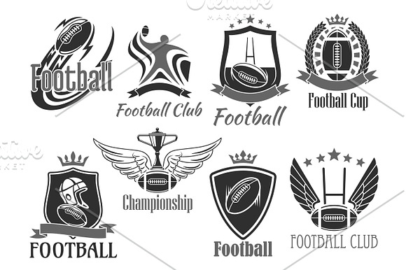 Rugby Football Vector Badges For Championship Cup