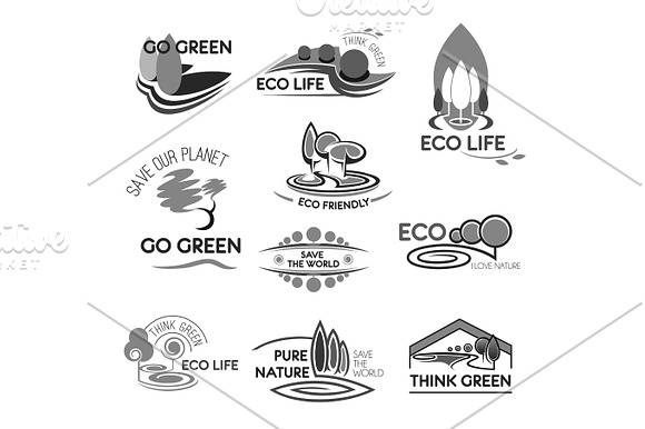 Eco Life And Green Environment Vector Icons