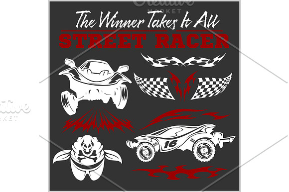 Car Racing Badges And Elements Graphic Design For T-shirt