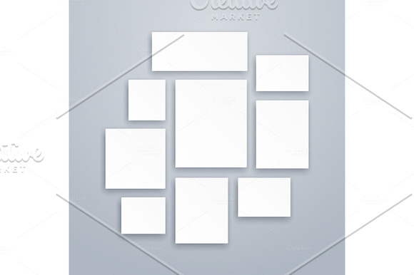 Blank White 3D Paper Canvas Or Photo Frames Vector Posters Mockups