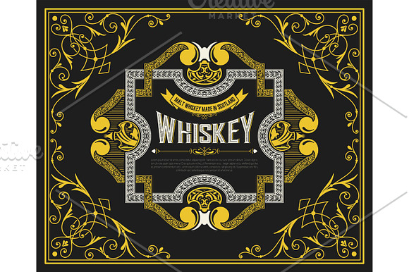 Whiskey Label With Vintage Ornaments