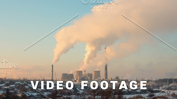 Thermal Power Station Timelapse Shot In The Evening
