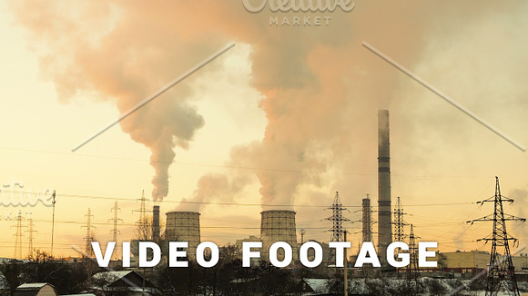 Sunset Over The Thermal Power Station Timelapse Shot