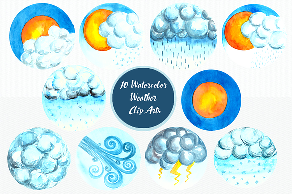 Watercolor Weather Forecast Clip Art