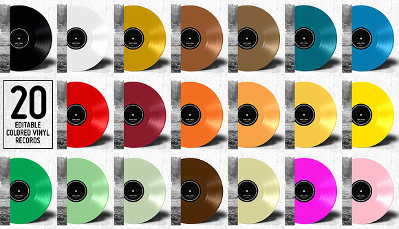 Download Free Download 20 Colored Vinyl Records Mockup PSD Mockup Template