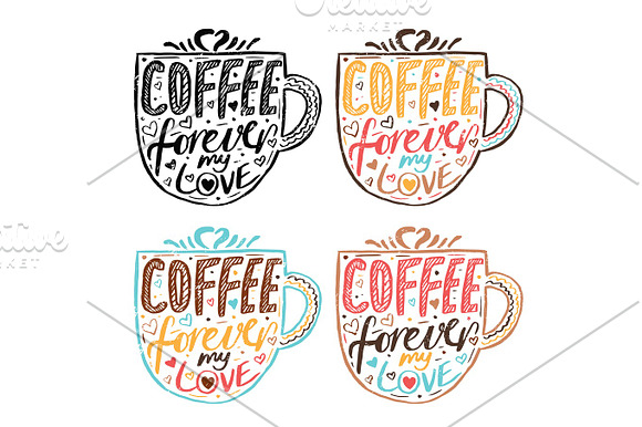Hand Drawn Vintage Quote For Coffee Themed Coffee Forever My Lo