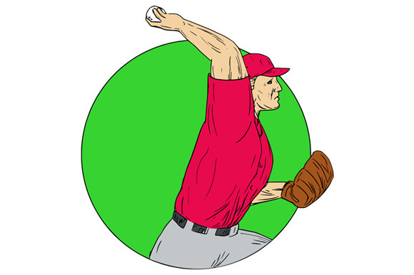 Baseball Pitcher Throwing Ball